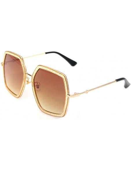 Aviator Oversized Square Sunglasses Women Vintage UV Protection?irregular Brand Designer Shades - CK18E3ESGS9 $12.71