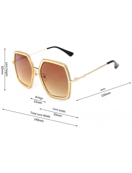 Aviator Oversized Square Sunglasses Women Vintage UV Protection?irregular Brand Designer Shades - CK18E3ESGS9 $12.71