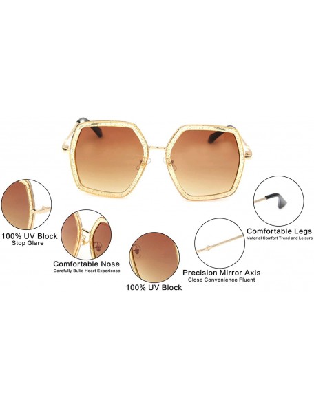 Aviator Oversized Square Sunglasses Women Vintage UV Protection?irregular Brand Designer Shades - CK18E3ESGS9 $12.71