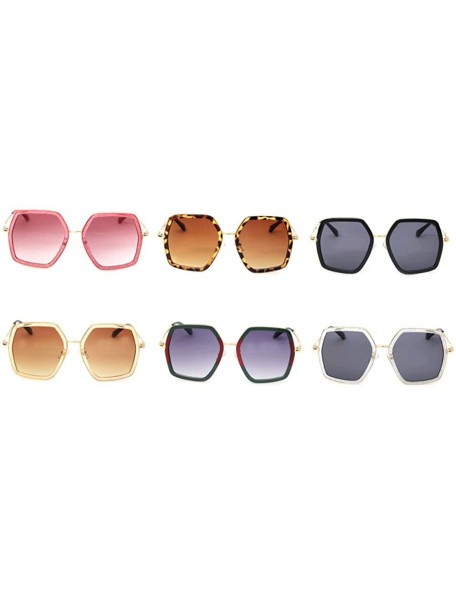 Aviator Oversized Square Sunglasses Women Vintage UV Protection?irregular Brand Designer Shades - CK18E3ESGS9 $12.71