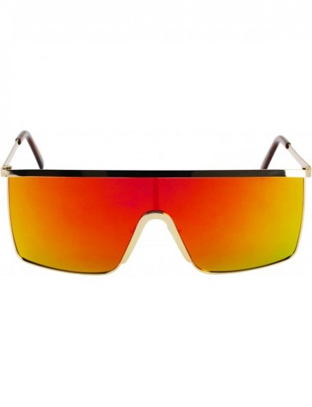 Shield Oversized Flat Top Square VINTAGE RETRO SHIELD VISOR Style Aviator SUNGLASSES - Orange Mirror - C918D50QQ8C $14.06