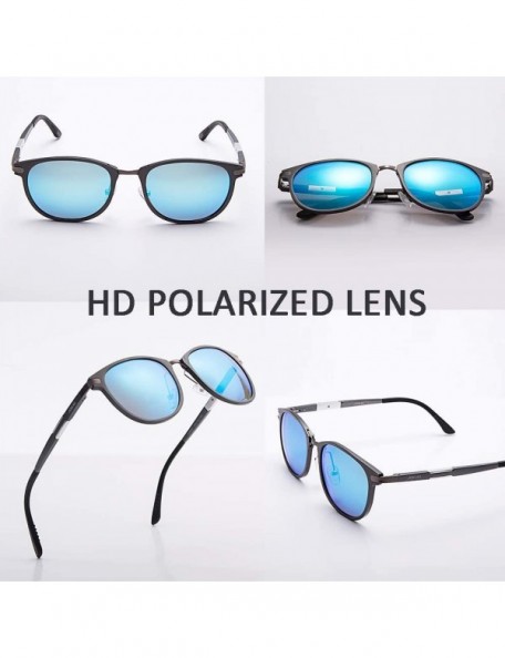 Aviator Retro Round Trendy Polarized Sunglasses for Women and Men UV400 Protection - Gun Frame+blue Lens05 - C518L273O23 $22.26