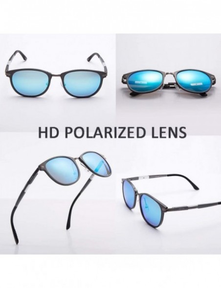 Aviator Retro Round Trendy Polarized Sunglasses for Women and Men UV400 Protection - Gun Frame+blue Lens05 - C518L273O23 $22.26