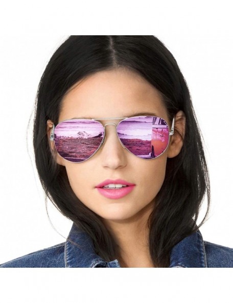 Sport Aviator Sunglasses for Women Polarized Mirrored - Large Metal Frame - UV 400 Protection - CU18HYECR9W $41.37