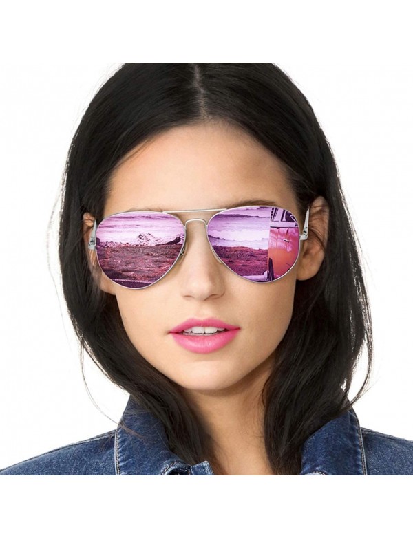 Sport Aviator Sunglasses for Women Polarized Mirrored - Large Metal Frame - UV 400 Protection - CU18HYECR9W $27.40