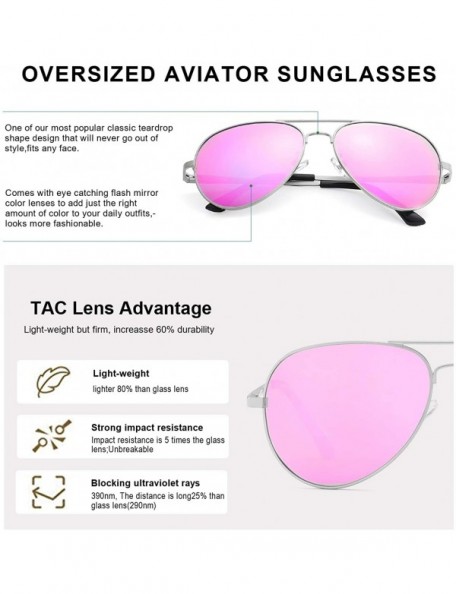 Sport Aviator Sunglasses for Women Polarized Mirrored - Large Metal Frame - UV 400 Protection - CU18HYECR9W $27.40