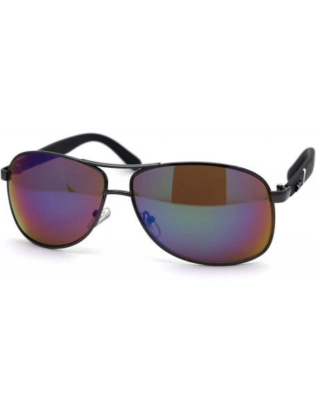 Rectangular Mens Camouflage Arm Narrow Rectangular Sport Pilot Sunglasses - Gunmetal Teal - CA12HVJRDM7 $9.78