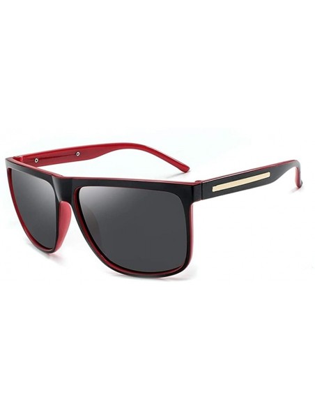 Square Polarized Sunglasses Nigt vision for Men UV400 Driving Sunglasses Gradient Sun Glasses - Red Black - CJ199Q9RN26 $10.78