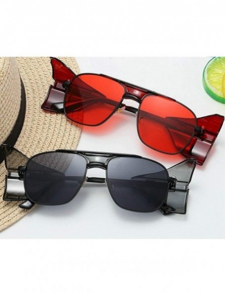 Square sunglasses Fashion Protection Windproof Glasses - Red - CF18AR93G8K $16.56