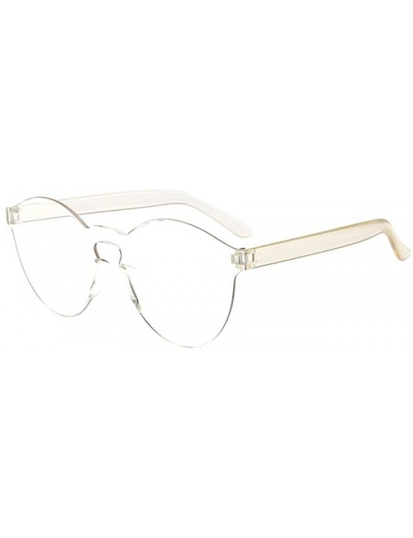 Rectangular Women Men Fashion Clear Resin Retro Funk Sunglasses Outdoor Frameless Eyewear Glasses (Clear) - Clear - CS195NK5R...