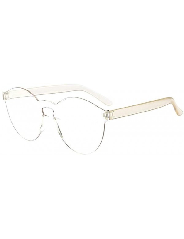 Rectangular Women Men Fashion Clear Resin Retro Funk Sunglasses Outdoor Frameless Eyewear Glasses (Clear) - Clear - CS195NK5R...