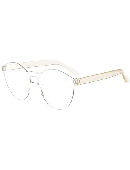 Rectangular Women Men Fashion Clear Resin Retro Funk Sunglasses Outdoor Frameless Eyewear Glasses (Clear) - Clear - CS195NK5R...