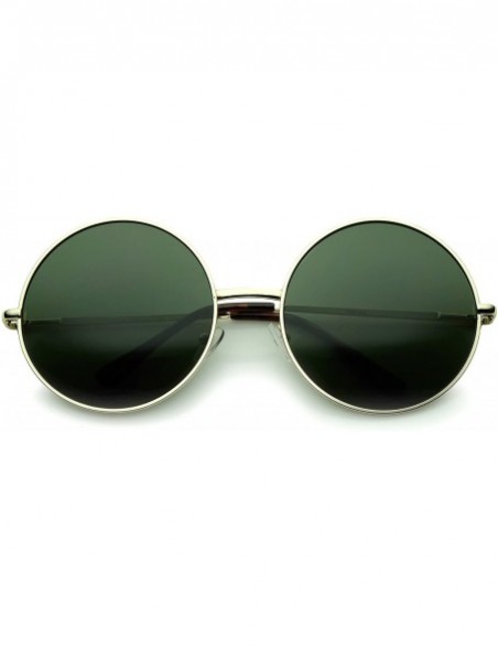 Round Super Large Oversize Slim Temple Round Sunglasses 61mm - Gold / Green - C612N0I1SEJ $9.16