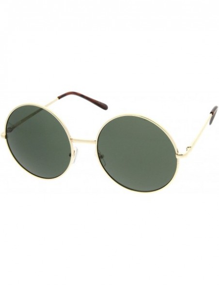 Round Super Large Oversize Slim Temple Round Sunglasses 61mm - Gold / Green - C612N0I1SEJ $9.16