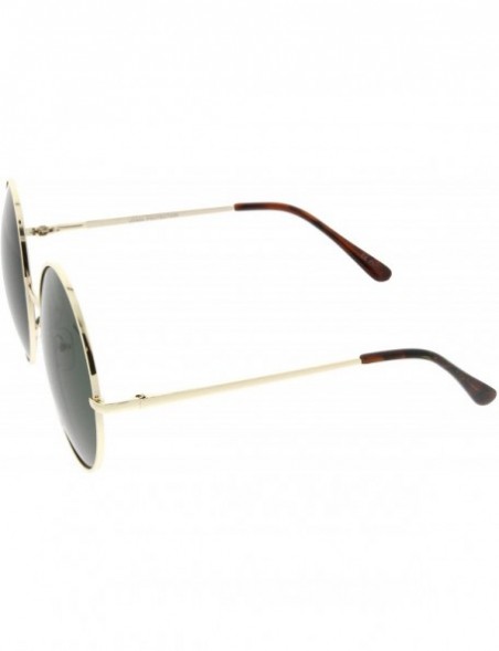 Round Super Large Oversize Slim Temple Round Sunglasses 61mm - Gold / Green - C612N0I1SEJ $9.16