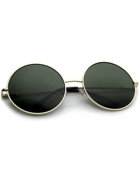 Round Super Large Oversize Slim Temple Round Sunglasses 61mm - Gold / Green - C612N0I1SEJ $9.16