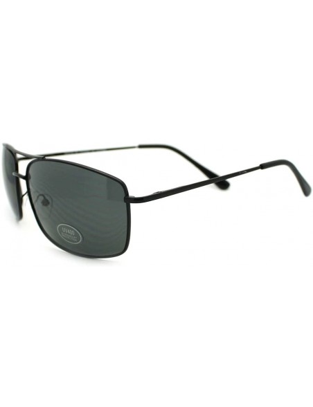 Aviator Mens Rectangular Aviator Sunglasses Metal Frame Spring Hinge - Black - CK11RTWGLTD $11.43