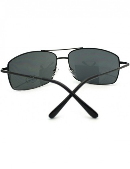 Aviator Mens Rectangular Aviator Sunglasses Metal Frame Spring Hinge - Black - CK11RTWGLTD $11.43