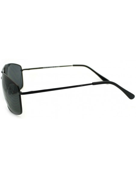 Aviator Mens Rectangular Aviator Sunglasses Metal Frame Spring Hinge - Black - CK11RTWGLTD $11.43