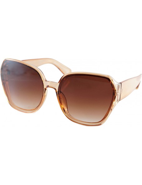 Oversized Oversize Retro Street Style Thick Frame Unique Hexagon Sunglasses A257 - Brown Brown - CB18O5LT3IQ $8.33