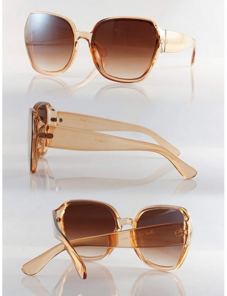 Oversized Oversize Retro Street Style Thick Frame Unique Hexagon Sunglasses A257 - Brown Brown - CB18O5LT3IQ $8.33