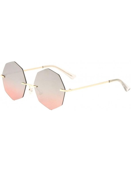 Rimless Oceanic Color Rimless Polygon Sunglasses - Grey Pink - CI197A5AD90 $17.41
