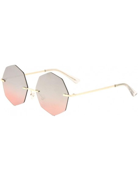 Rimless Oceanic Color Rimless Polygon Sunglasses - Grey Pink - CI197A5AD90 $17.41