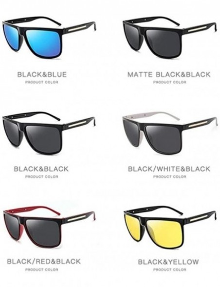 Square Polarized Sunglasses Nigt vision for Men UV400 Driving Sunglasses Gradient Sun Glasses - Red Black - CJ199Q9RN26 $10.78