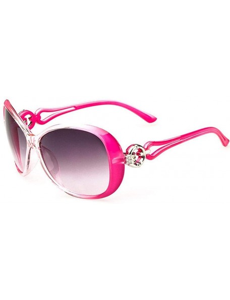 Oval Women Fashion Oval Shape UV400 Framed Sunglasses Sunglasses - Rose Red - CQ198MRRTQA $20.16