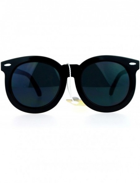 Wayfarer Unique Flat Lens Round Horn Rim Horned Sunglasses - Black - CN127A9V4BX $9.17