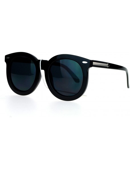 Wayfarer Unique Flat Lens Round Horn Rim Horned Sunglasses - Black - CN127A9V4BX $9.17