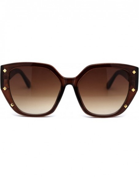 Butterfly Womens Pyramid Stud Geometric Butterfly Sunglasses - All Brown - CU18YWCNQMU $7.35