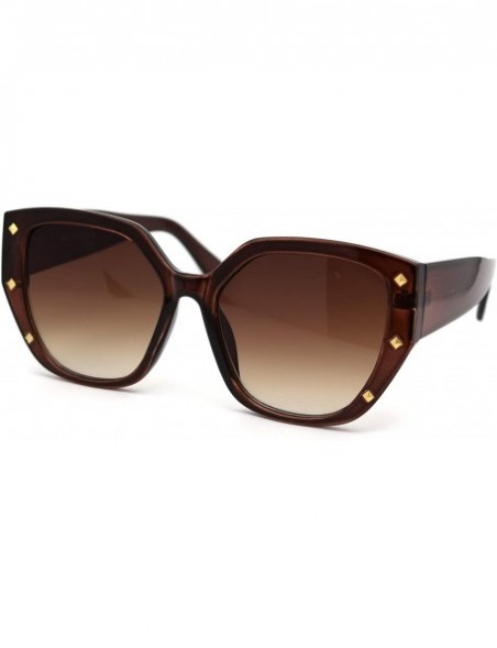 Butterfly Womens Pyramid Stud Geometric Butterfly Sunglasses - All Brown - CU18YWCNQMU $7.35