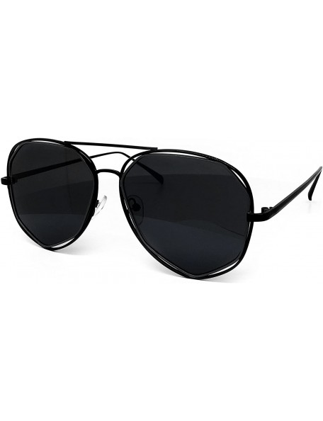 Oversized 6554 Premium Retro Womens Mens Mirror Funky Fashion Geometric Revo Candy Flat Top Aviator Sunglasses - Premium - C9...