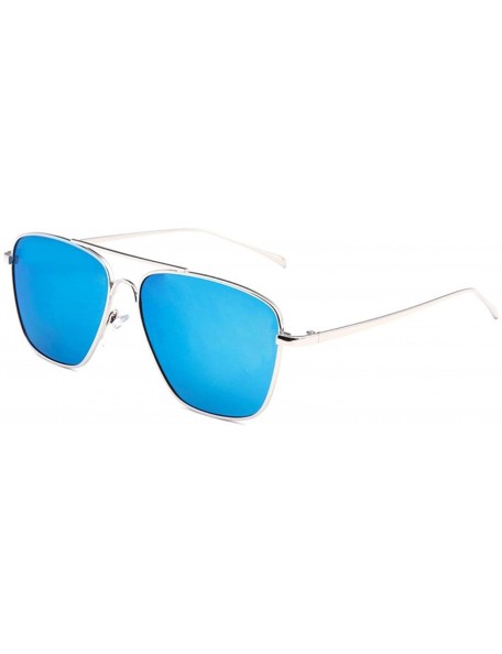 Rectangular Men's new sunglasses - Silver Frame Blue - C7199CI25UI $10.01