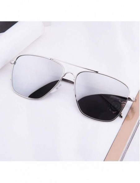 Rectangular Men's new sunglasses - Silver Frame Blue - C7199CI25UI $10.01