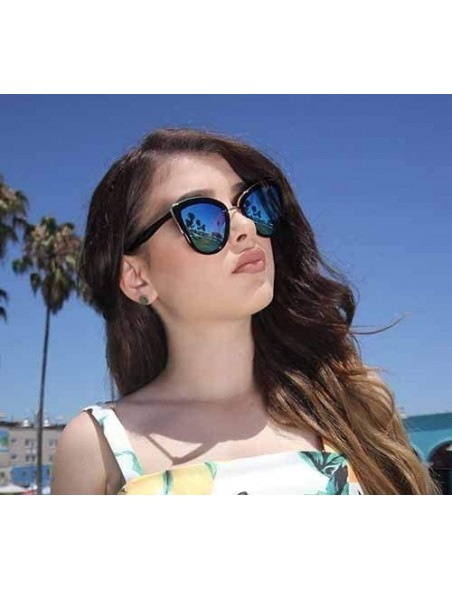 Aviator Polarized - Women Cat Eye Metal Bridge Oversized Design Sunglasses - UV Protection - CT18E747C9W $19.71