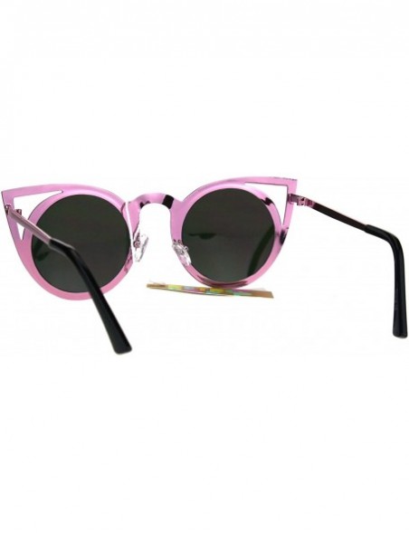 Cat Eye Womens Metal Bat Shape Cat Eye Round Circle Lens Sunglasses - Pink - CB17YKH4T0Z $10.55