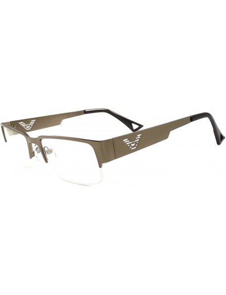 Rectangular VINTAGE Designer Metal Frame Half Rim Clear Lens Eye Glasses GUNMETAL - CA11KB2B8MD $16.61