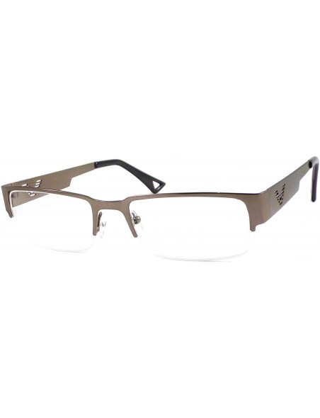 Rectangular VINTAGE Designer Metal Frame Half Rim Clear Lens Eye Glasses GUNMETAL - CA11KB2B8MD $16.61