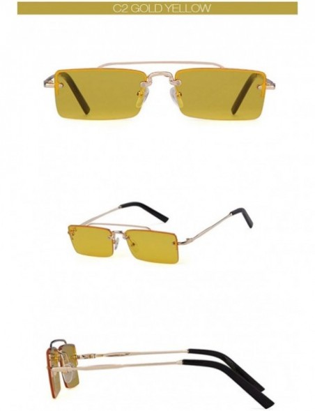 Square Vintage Rectangular Sunglasses Designer Rectangle - C2 - CV197ZXIDMU $11.72