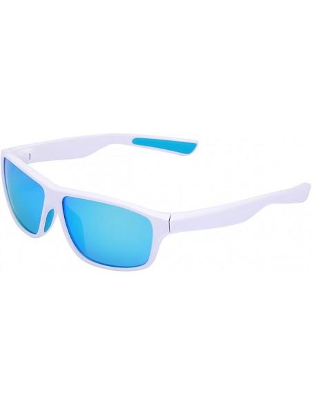 Sport Polarized Sports Sunglasses for Driving golf Fishing Men Women - White/Blue - CR18E5M2LLS $14.55