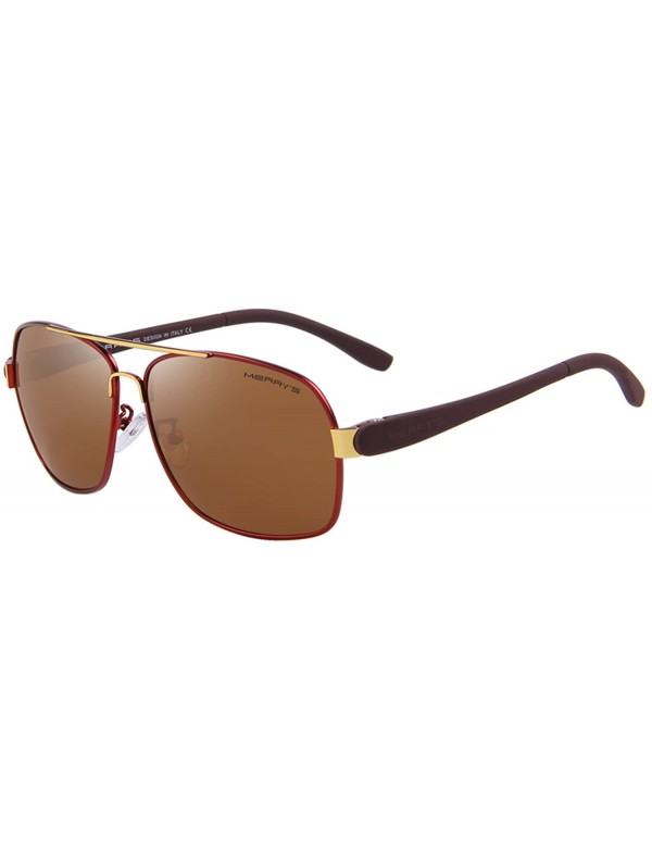 Oversized Men's Polarized Driving Sunglasses TR90 Color Mirror Lens Sun Glasses S8501 - Brown - CJ12N5NZBRN $12.13