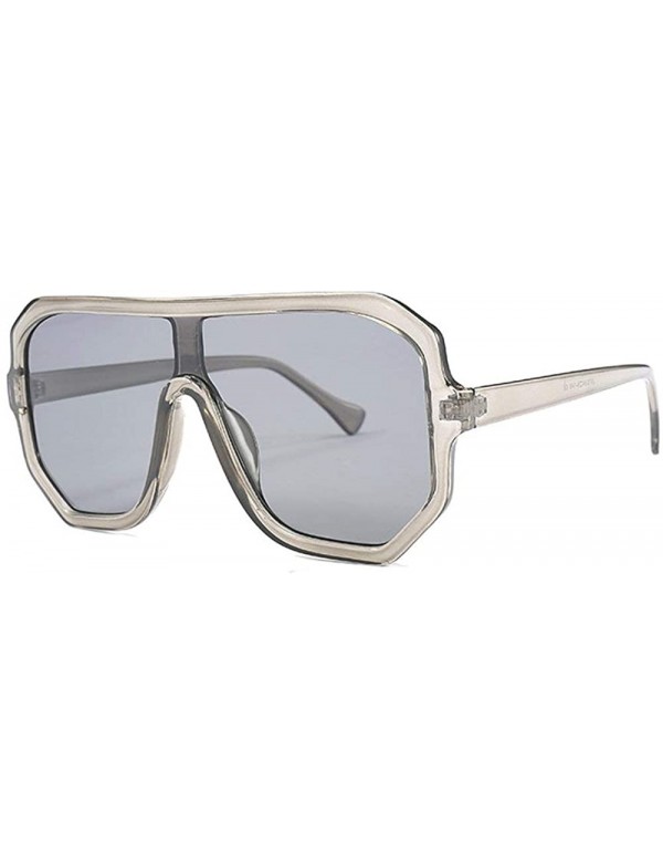 Square Retro square big box unisex 2019 new one-piece lens fashion trend sunglasses UV400 - Grey - CF18RI9S45A $11.01