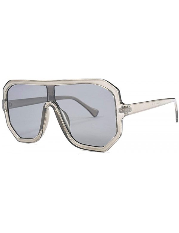 Square Retro square big box unisex 2019 new one-piece lens fashion trend sunglasses UV400 - Grey - CF18RI9S45A $11.01