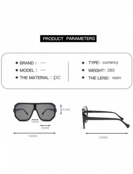 Square Retro square big box unisex 2019 new one-piece lens fashion trend sunglasses UV400 - Grey - CF18RI9S45A $11.01