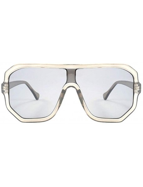 Square Retro square big box unisex 2019 new one-piece lens fashion trend sunglasses UV400 - Grey - CF18RI9S45A $11.01