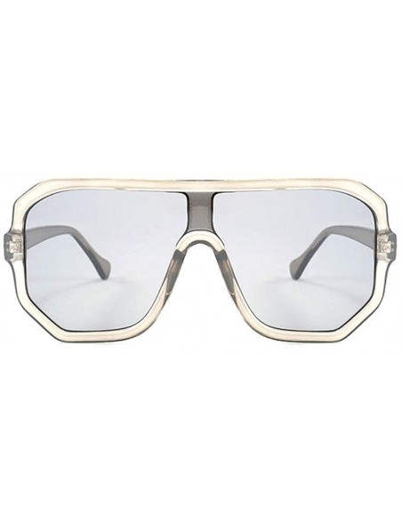 Square Retro square big box unisex 2019 new one-piece lens fashion trend sunglasses UV400 - Grey - CF18RI9S45A $11.01