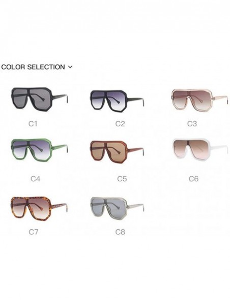 Square Retro square big box unisex 2019 new one-piece lens fashion trend sunglasses UV400 - Grey - CF18RI9S45A $11.01