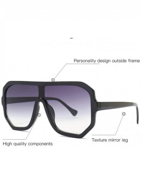 Square Retro square big box unisex 2019 new one-piece lens fashion trend sunglasses UV400 - Grey - CF18RI9S45A $11.01